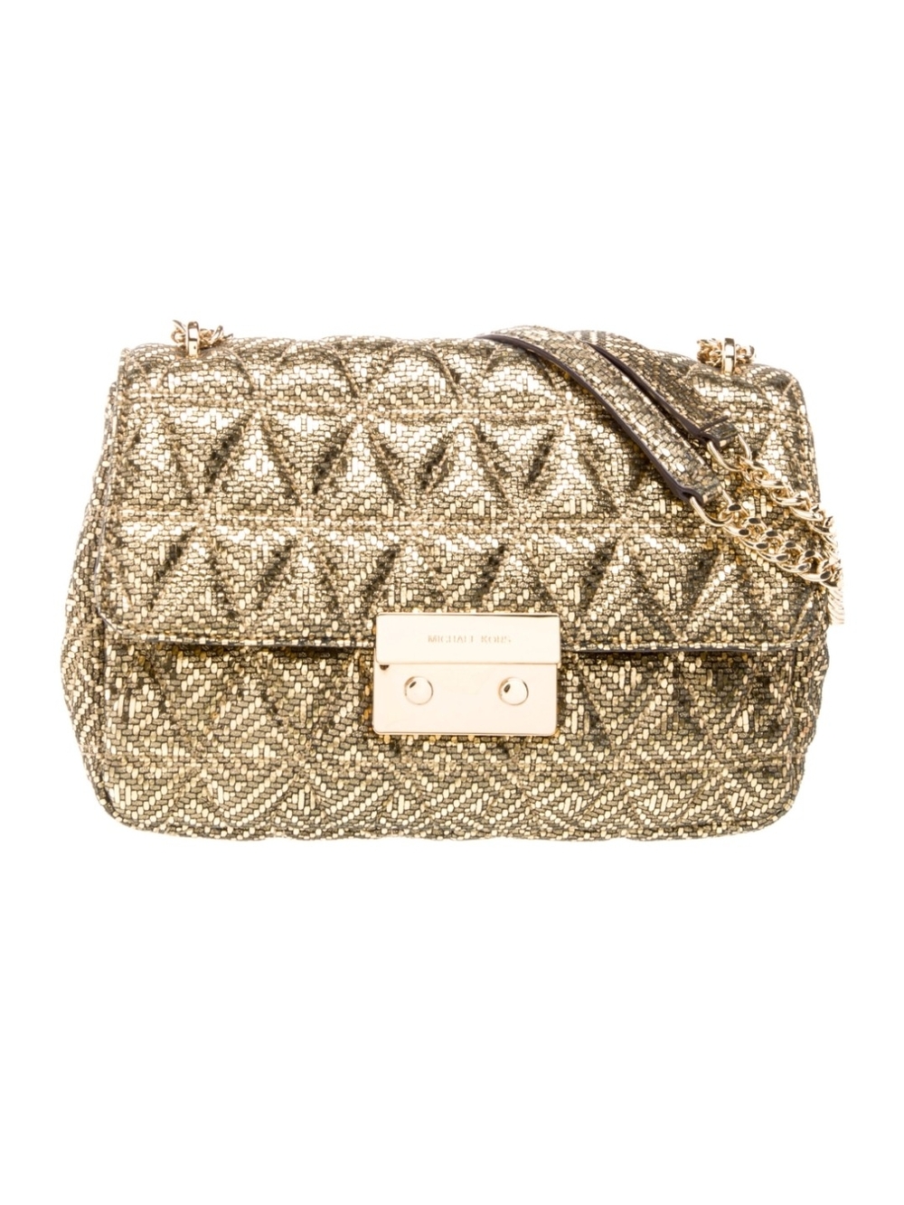 Michael Kors Gold Quilted Chain Shoulder Bag
